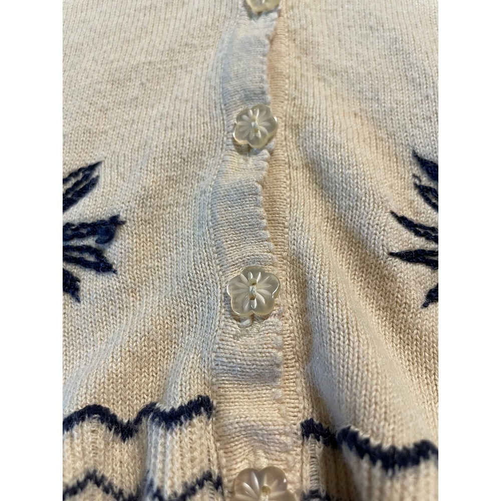 Vintage 90s R&K Originals Cardigan Sweater Size 8 Cream Embroidered Grandmacore - Picture 5 of 9